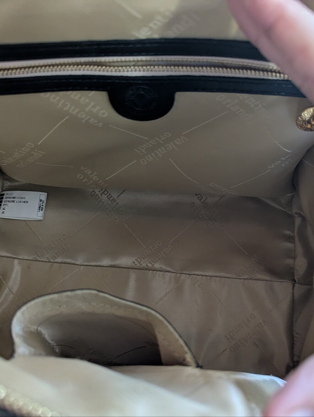 VALENTINO Orlandi Black Leather Women's Satchel Handbag with Gold Accents - Picture 5 of 8